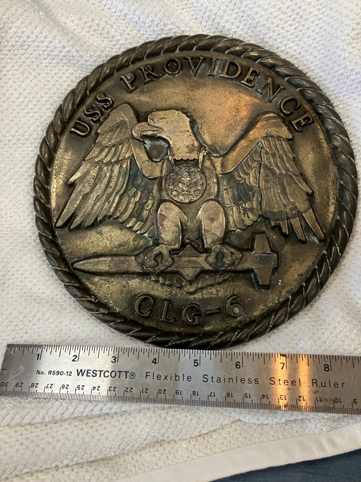 Vintage US Navy USS PROVIDENCE CLG-6 Guided Missel Cruser Solid Bronze Plaque