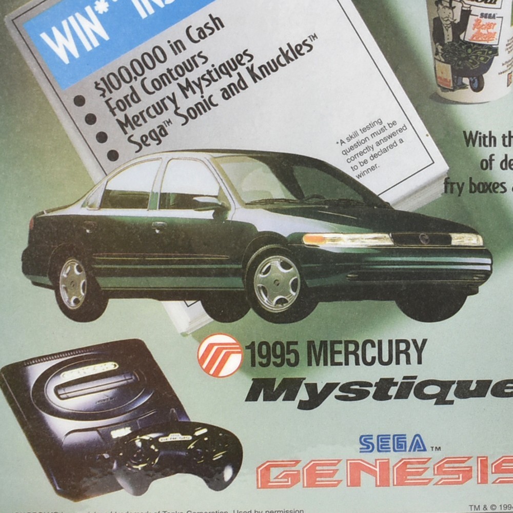 1995 McDonald's Restaurant Monopoly Game Mercury Mystique Ford Contour Sega