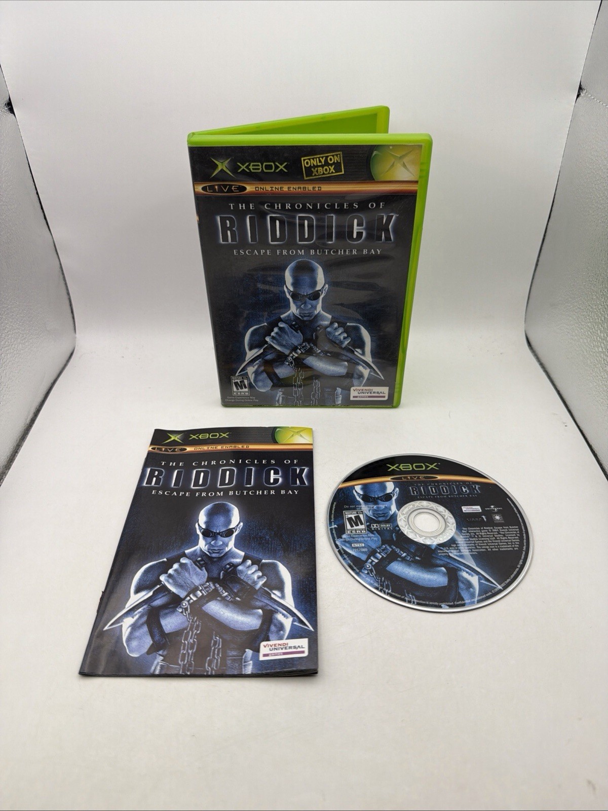 Chronicles of Riddick: Escape From Butcher Bay (Xbox) CIB RESURFACED WORKING