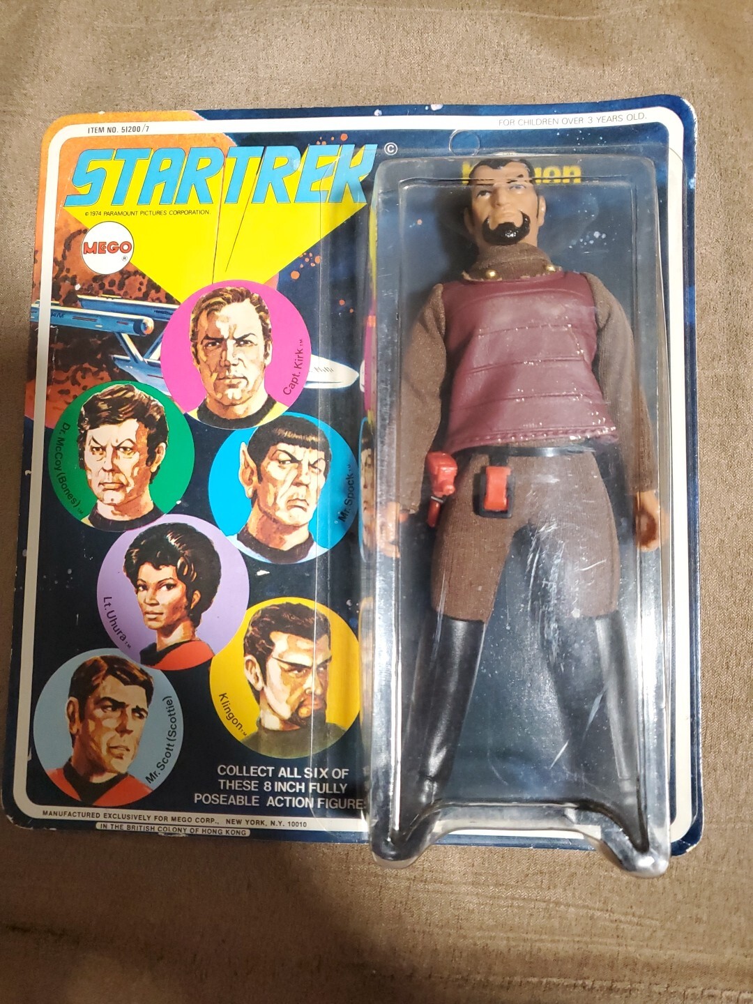 Vintage Mego Star Trek Klingon Figure 1974 MOC , Unpunched 