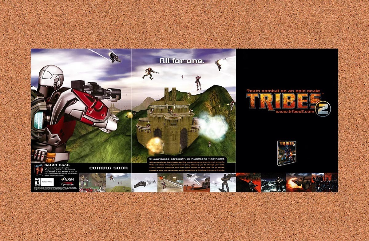 Tribes 2 PC Original 2001 2-Part Foldout Poster 10.5