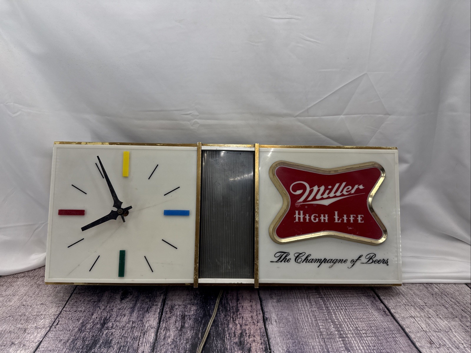 RARE 1960’S MILLER HIGH LIFE BEER DISCO LIGHT UP CLOCK 25” X 10”