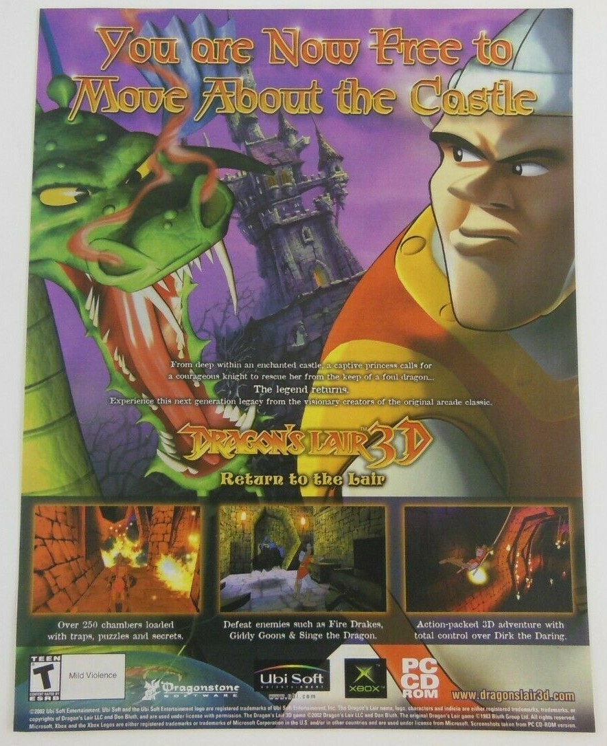 Dragon\'s Lair 3D Return to the Lair Print Ad PROMO Art Poster Xbox PC Retro