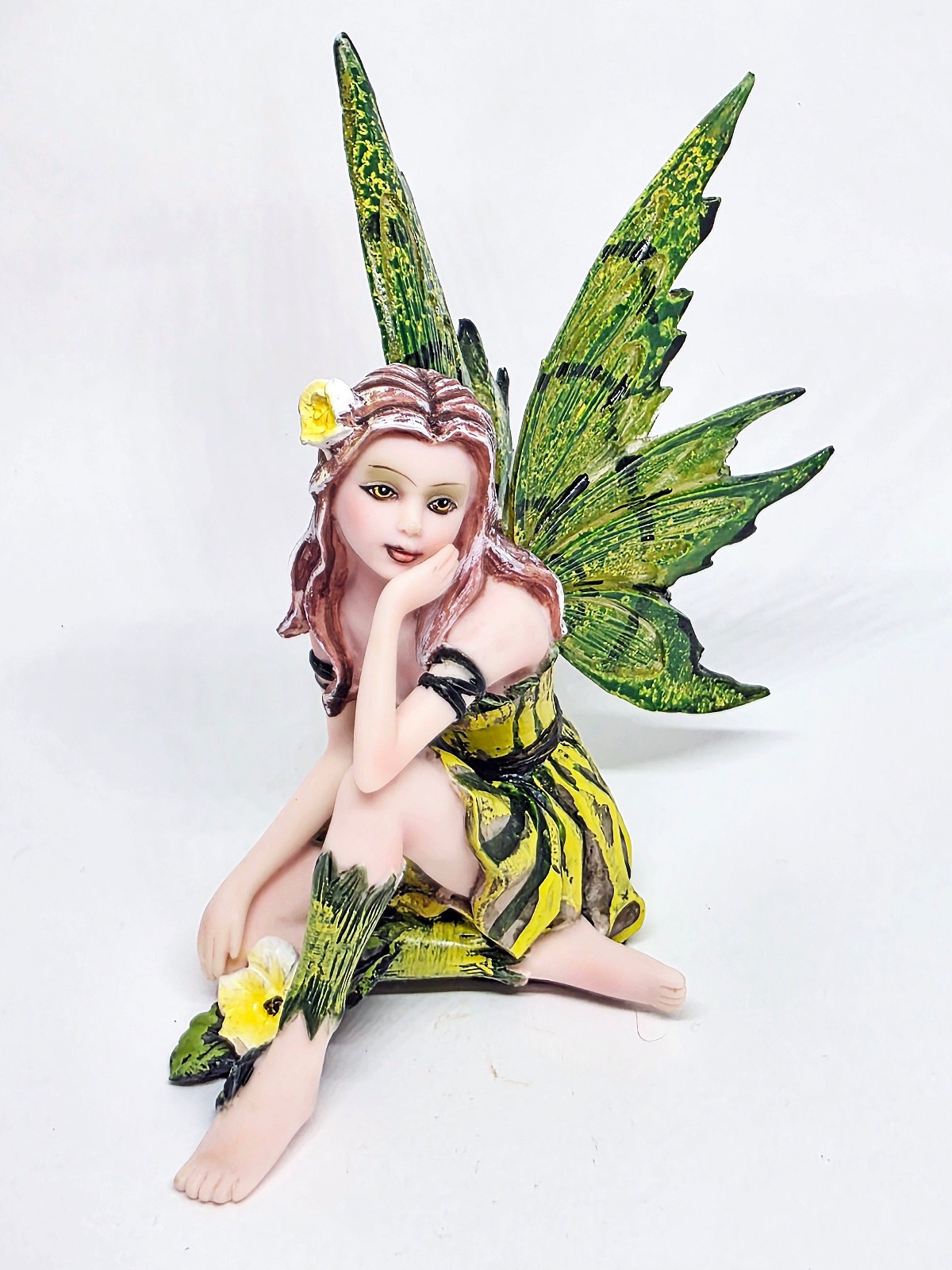 Playful Green Flower Fairy Figurine  PacificTrading Polyresin Small 4