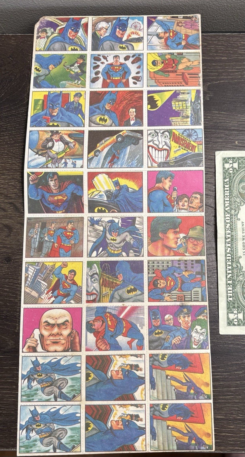 Batman vintage rare menko Trading cards uncut sheet 1960's Superman US Seller
