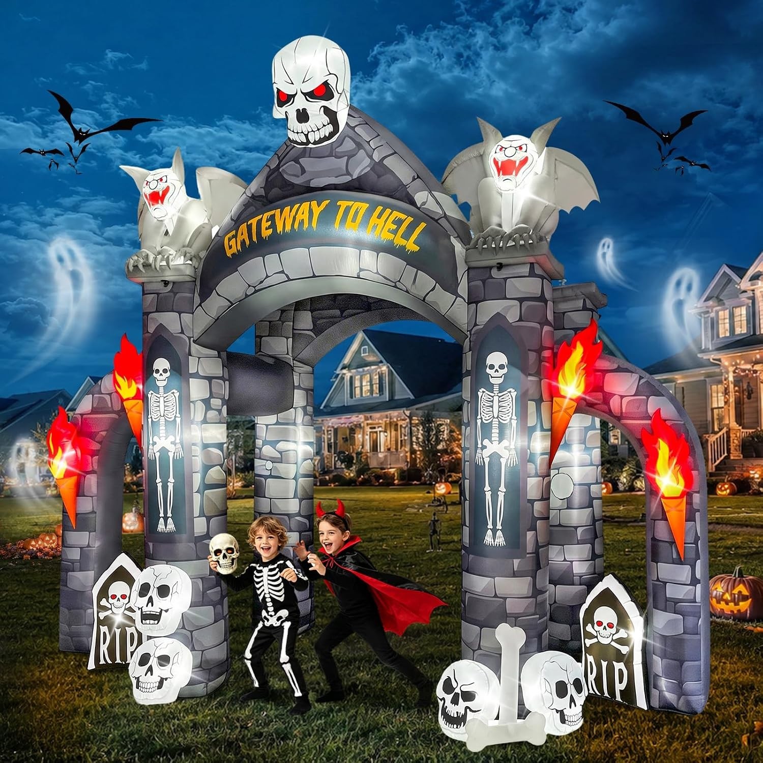 13FT Halloween Inflatables Giant Haunted Cemetery Arch Inflatable