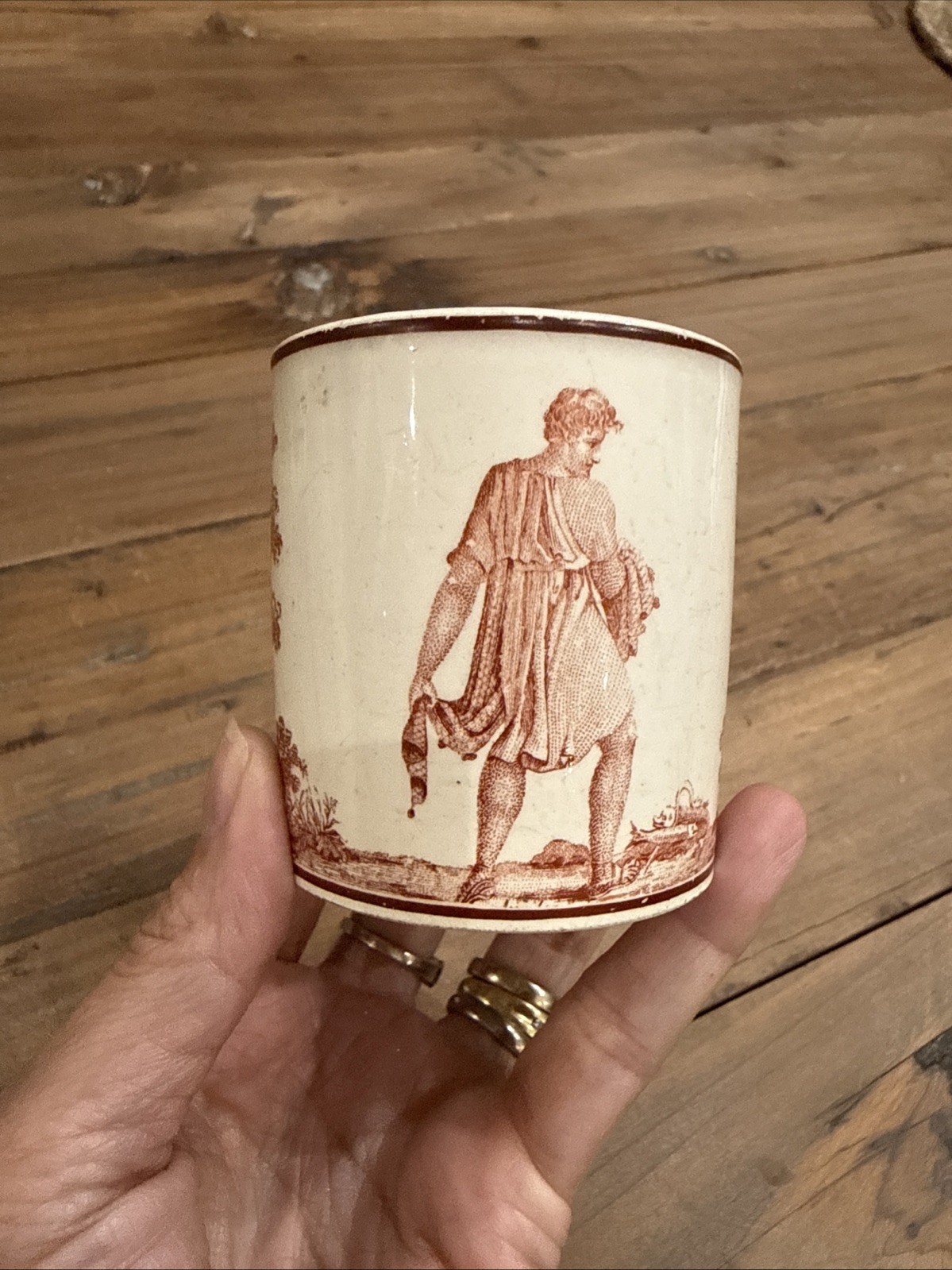 Antique French Coffee Can c1810 Stone Coquerel Le Gros Creil Transferware Cup