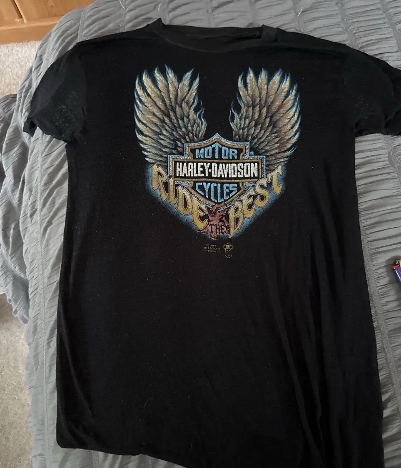 VINTAGE RARE 1987 Harley Davidson 3D Emblem “Ride The Best” T- Shirt Med