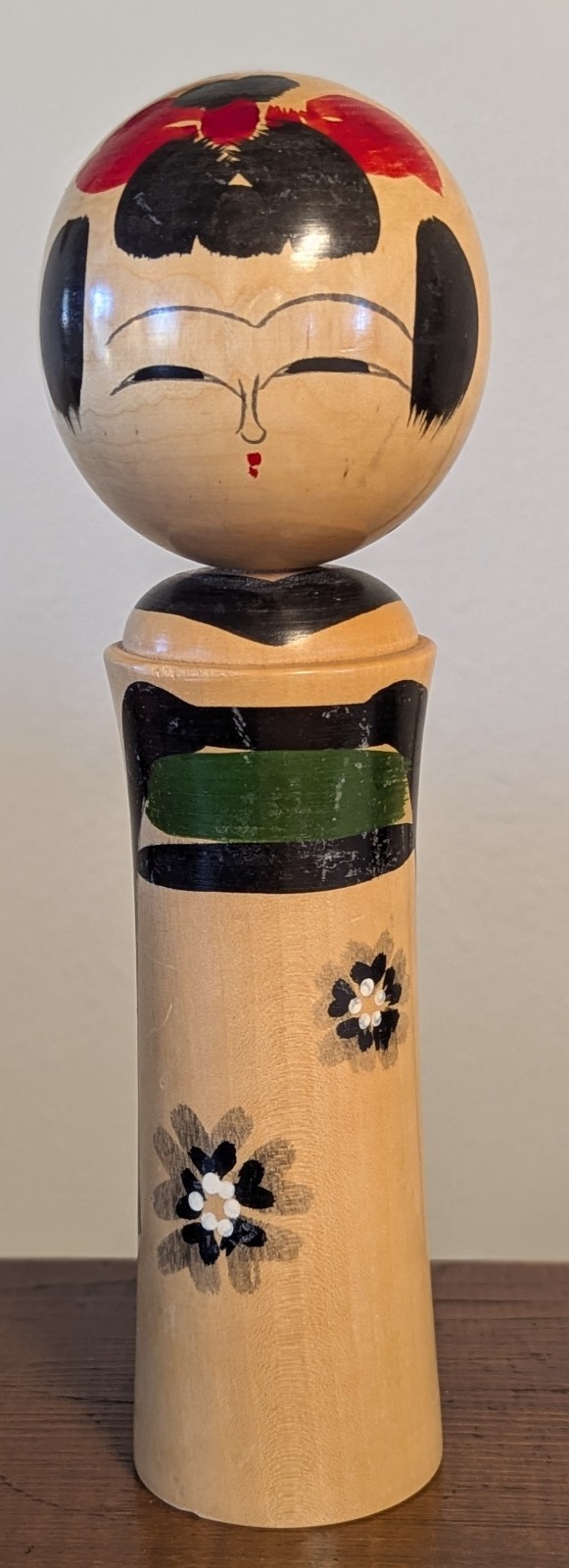 Mizumo Japanese Wooden Kokeshi Doll Signed 10.5\