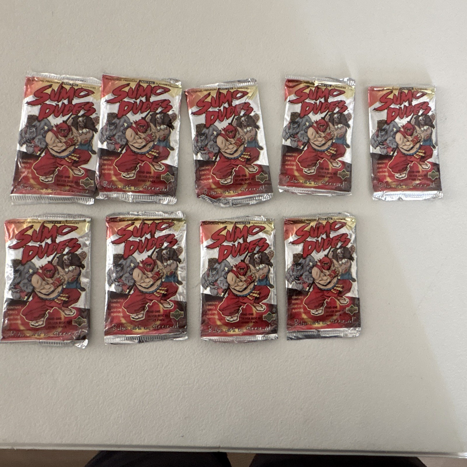 Upper Deck Sumo Dudes Metal Slammers 9 Sealed Packs 4 Cards Each 1995 EN