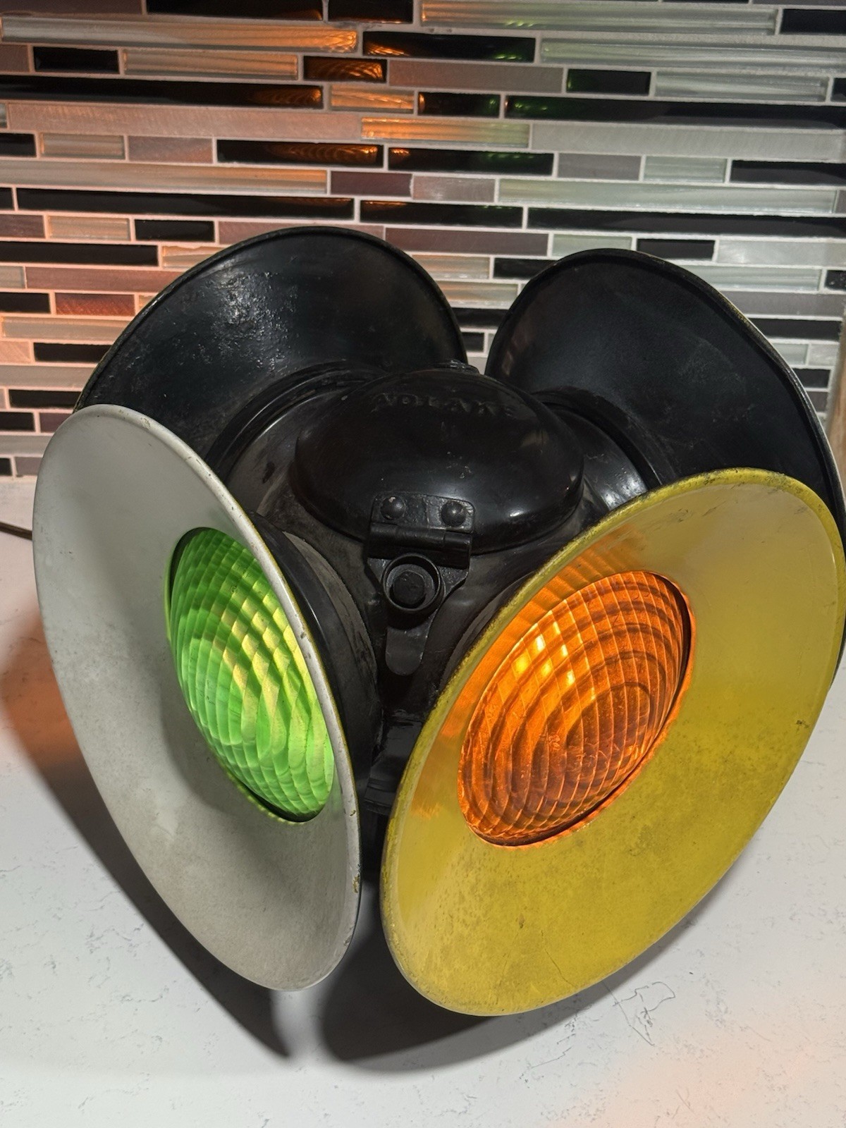Vintage Adlake Non-Sweating 4-Way Railroad Switch Lamp Electrified Working