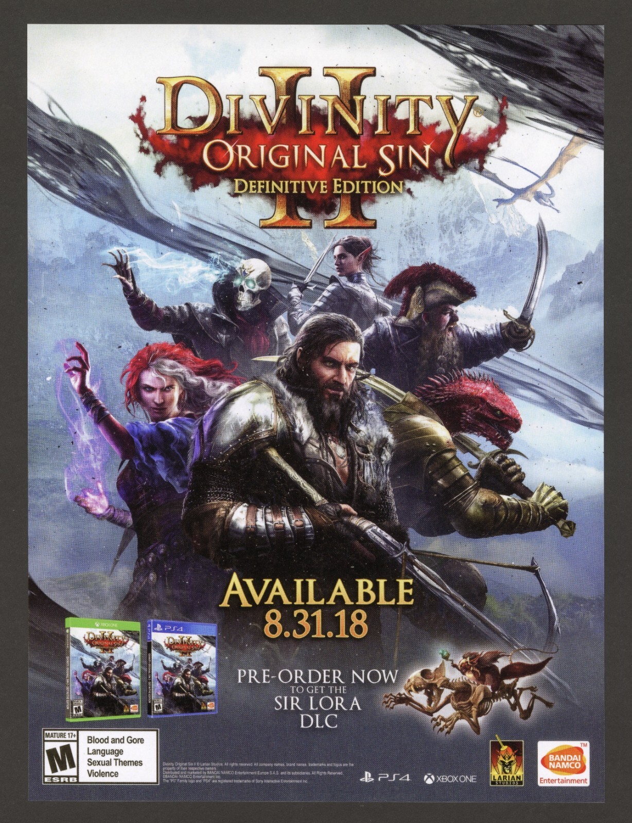Divinity Original Sin II 2 Definitive Xbox One PS4 PC Promo Ad Art Print Poster