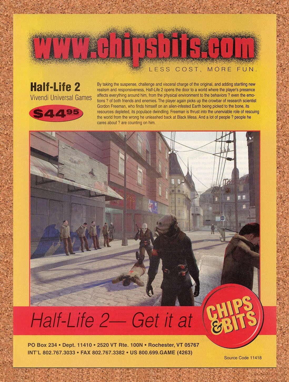 Half-Life 2 PC Original 2004 Ad - Chips & Bits Video Game Sierra Promo