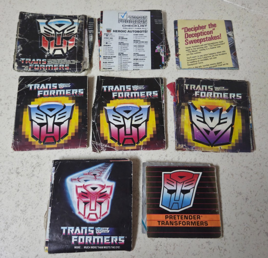 TRANSFORMERS G1 FIGURES CHECKLIST CATALOG POSTER LOT RARE 1985-1989