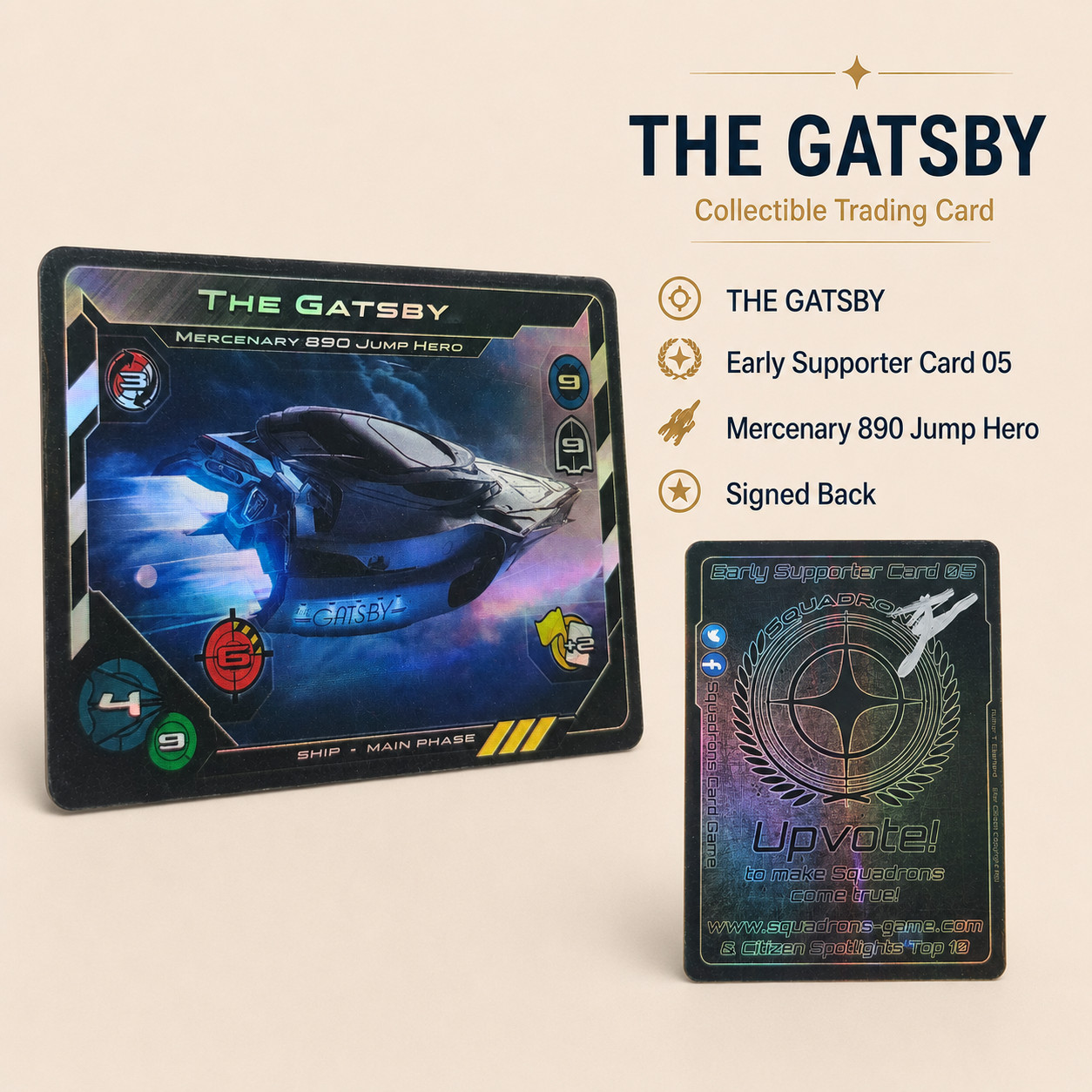 Star Citizen SQUADRONS ESC #5 The Gatsby SIGNED 890 Jump Early Supporter Card