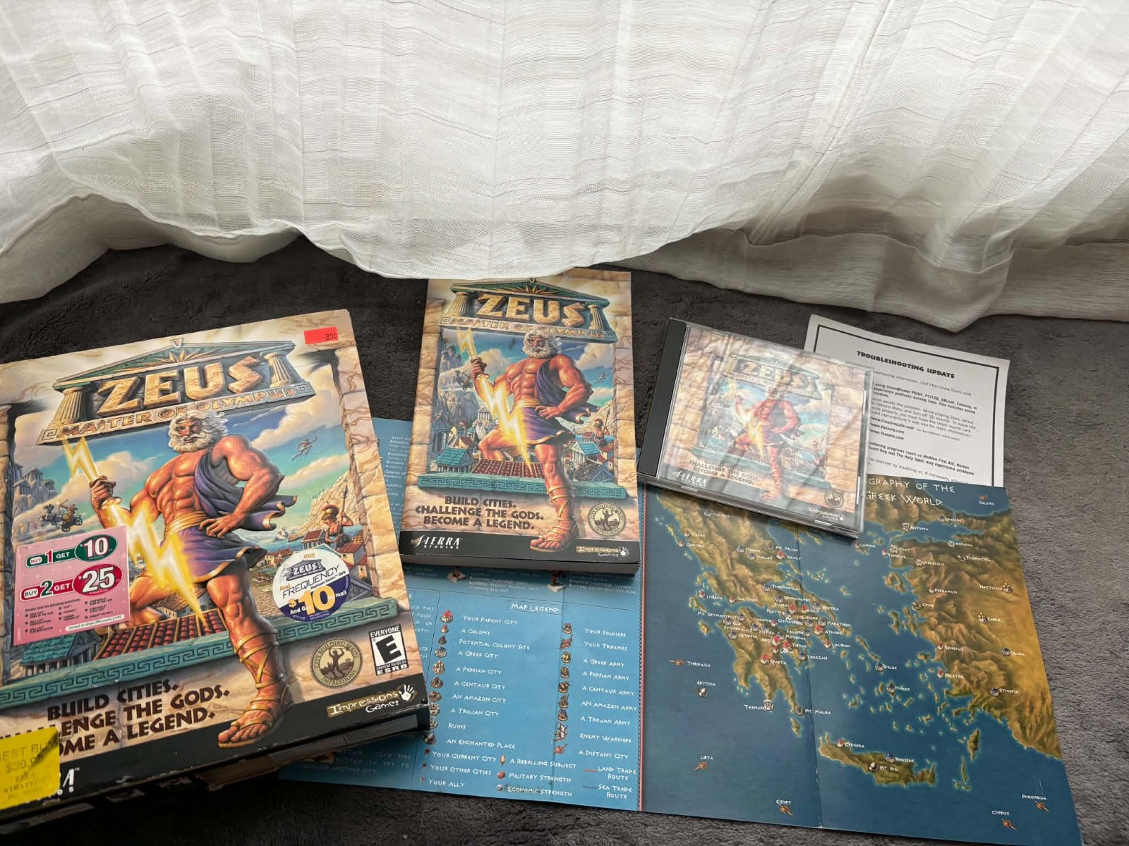 2000 Zeus Master of Olympus PC CD-ROM Big Box Computer Video Game Complete