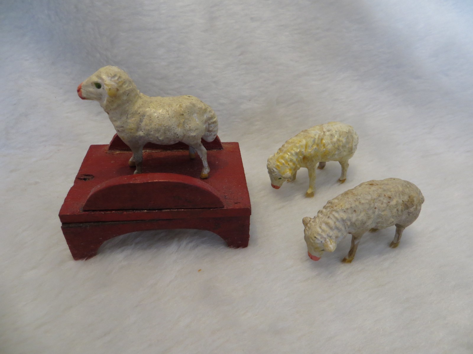 Antique German Putz Sheep & Bridge Christmas Nativity