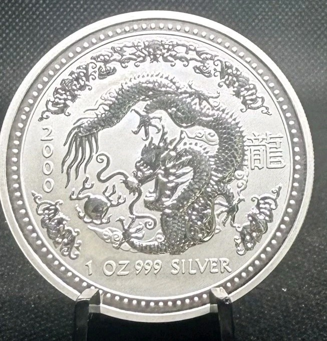 Dragon Coin 1 Oz. .999 Fine Silver Australian Astrology 2000 Year Of The Dragon