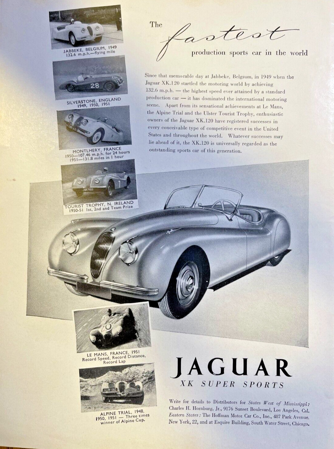 1952 Vintage Magazine Advertisement Jaguar XK Super Sports