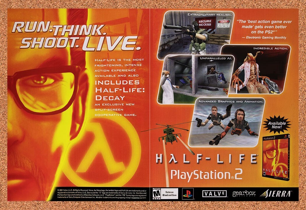 2001 Half-Life PS2 Original Advertisement / Retro Promo v5