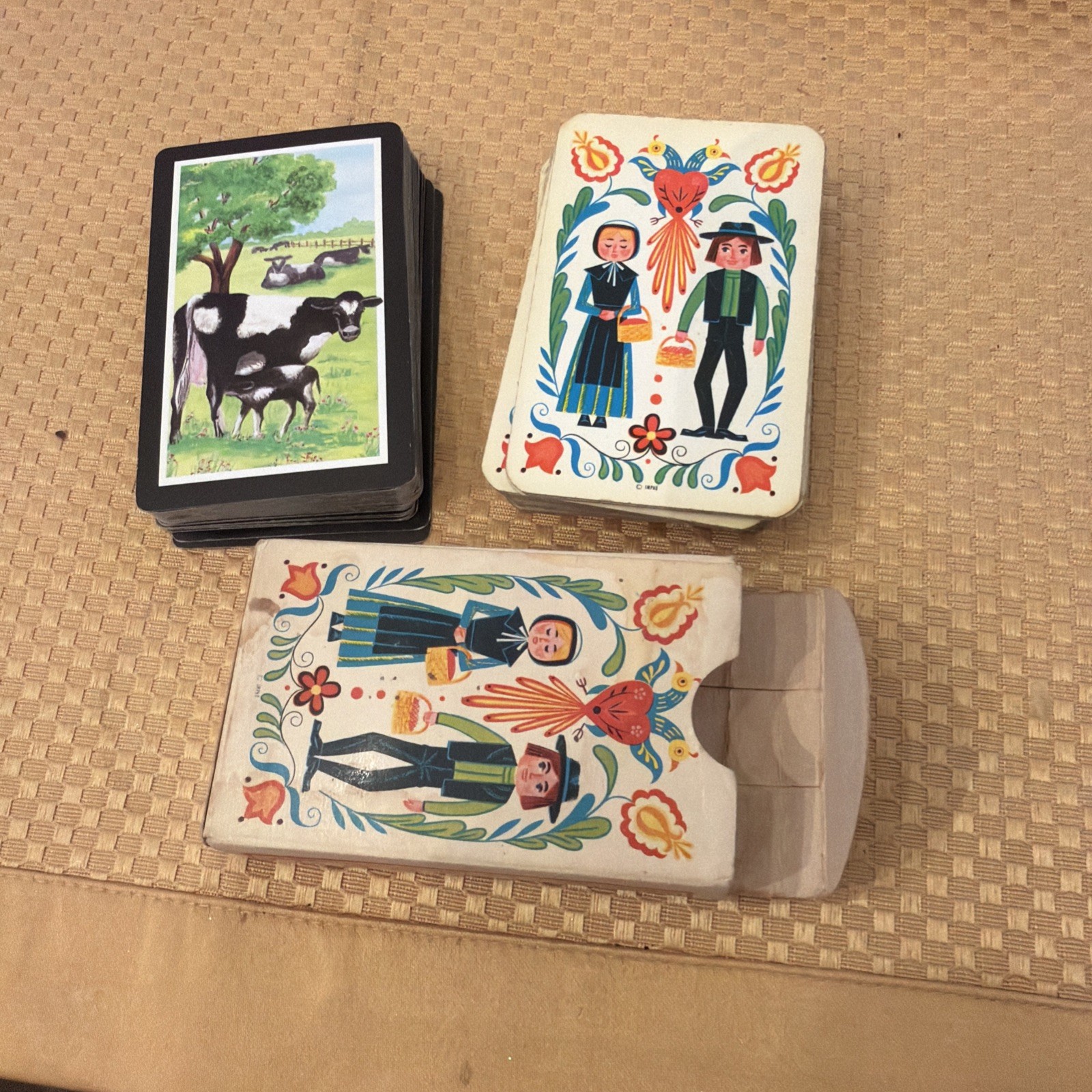 2 Decks Of Vtg Playing Cards From Belgium & Canada Dutch Farmers & Cows