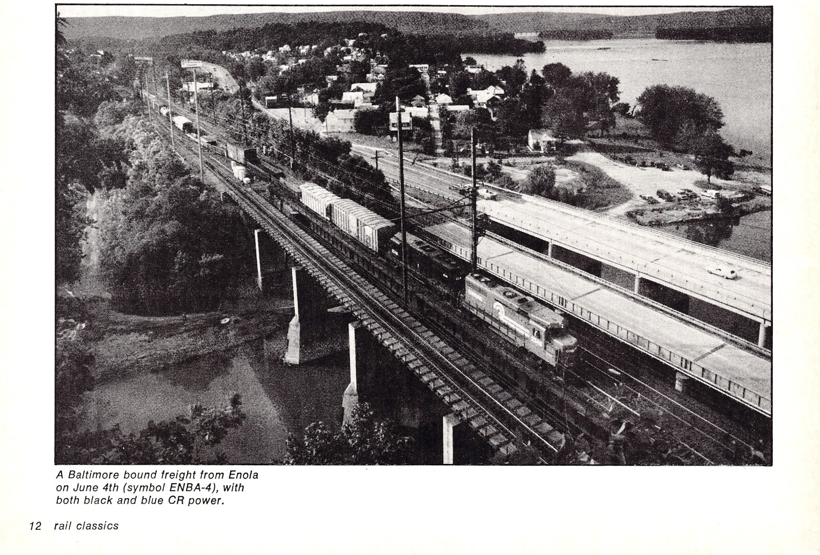 GP40-2 CR Freight Train Out Of Enola PA Bound For Baltimore MD Vtg Mag Excerpt