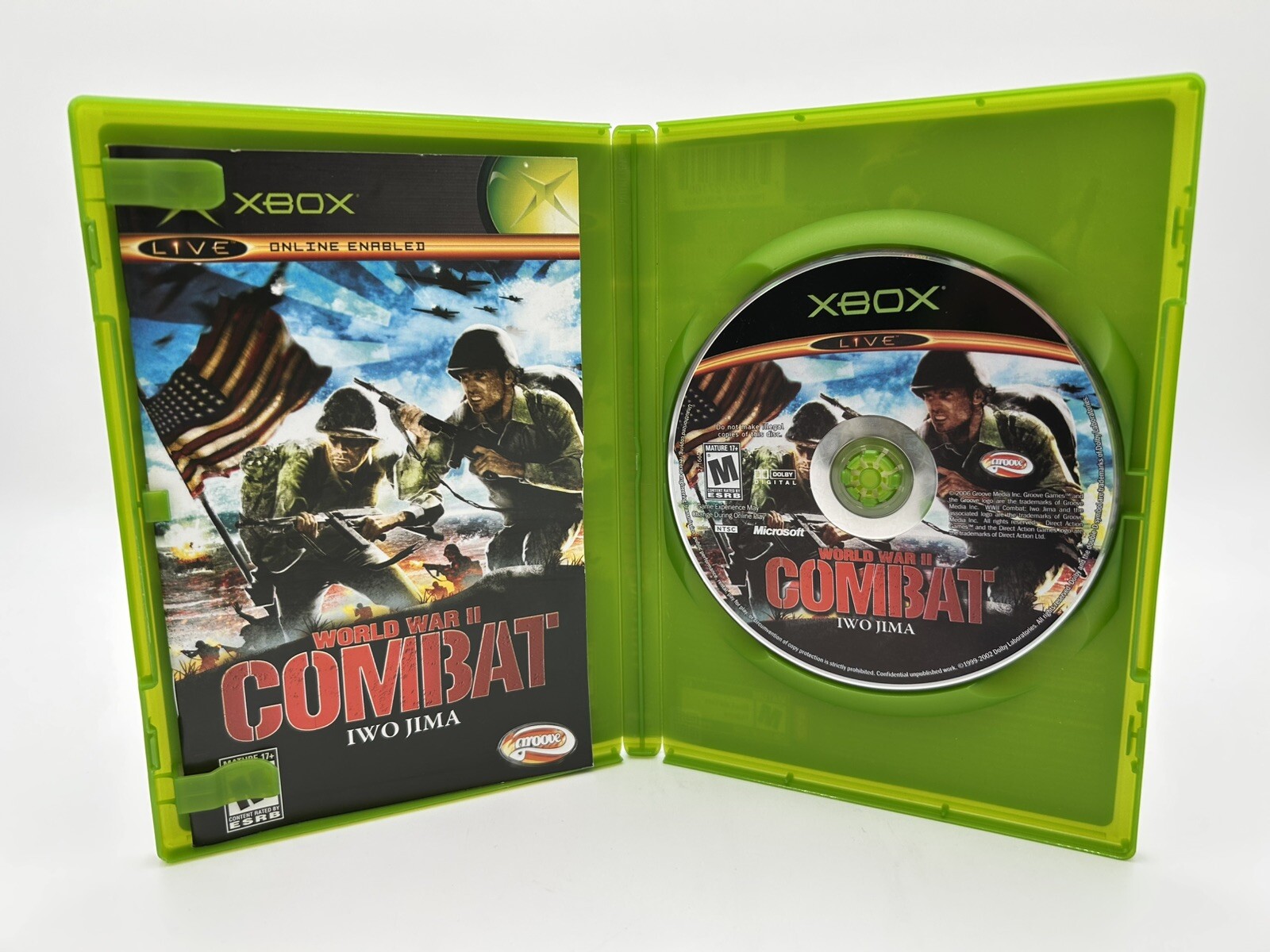 World War II WWII Combat Iwo Jima 2 Microsoft Xbox Case Game And Manual Included