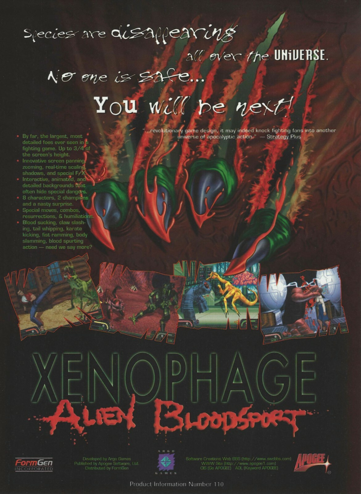 Xenophage: Alien Bloodsport Print Ad/Poster Art PC Big Box