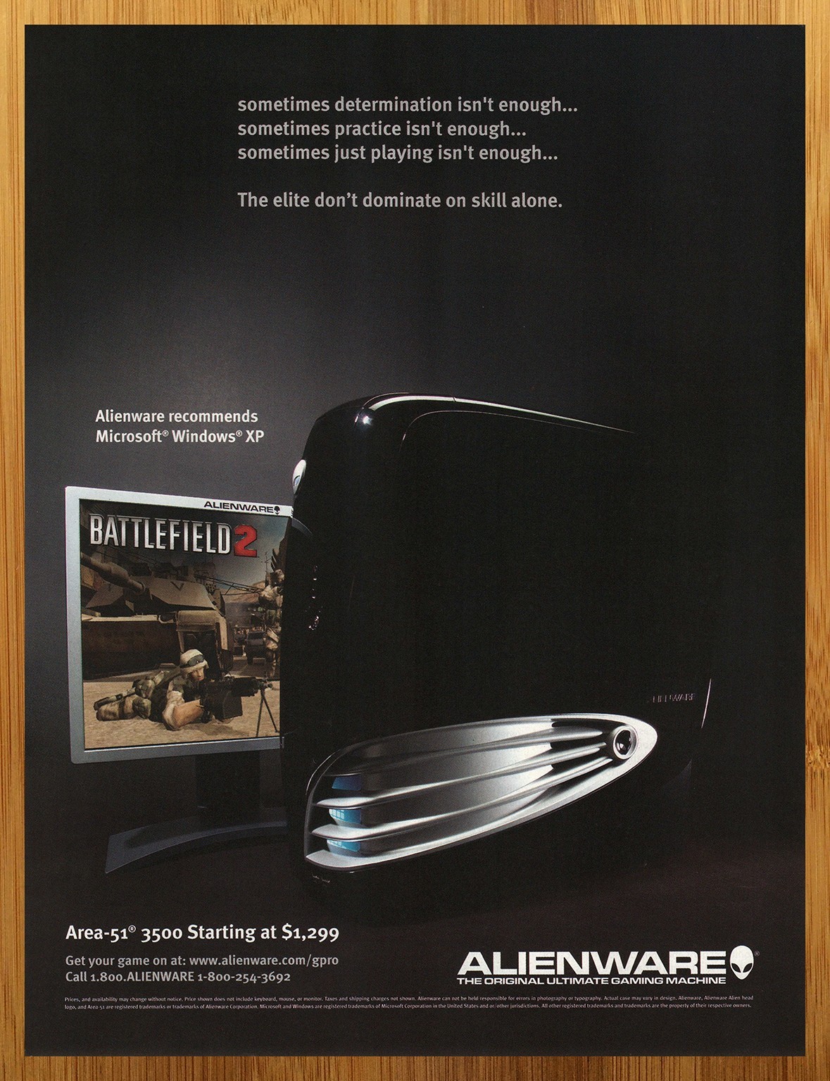 2005 Alienware Area-51 3500 Vintage Print Ad/Poster Battlefield 2 PC Gaming Art
