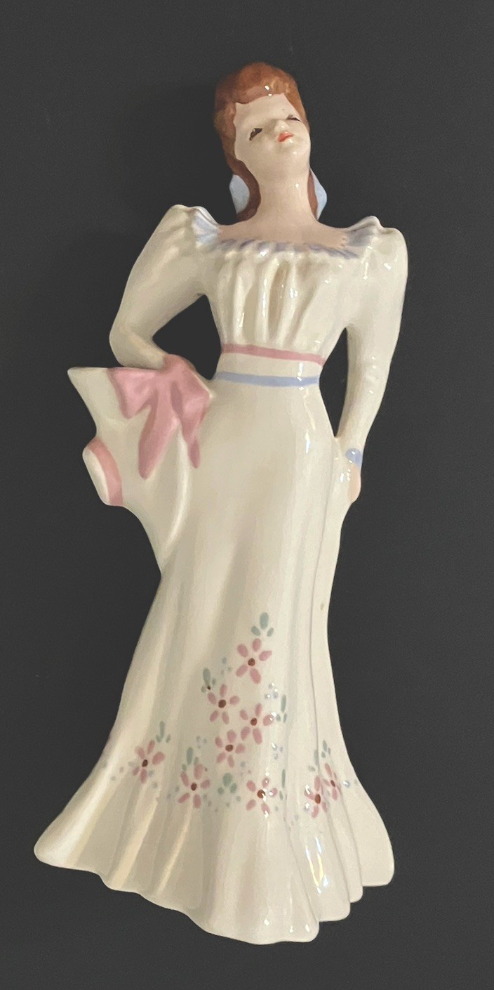 rare Florence Ward marked 9” FLORENCE FIGURES Young Lady Bud Vase