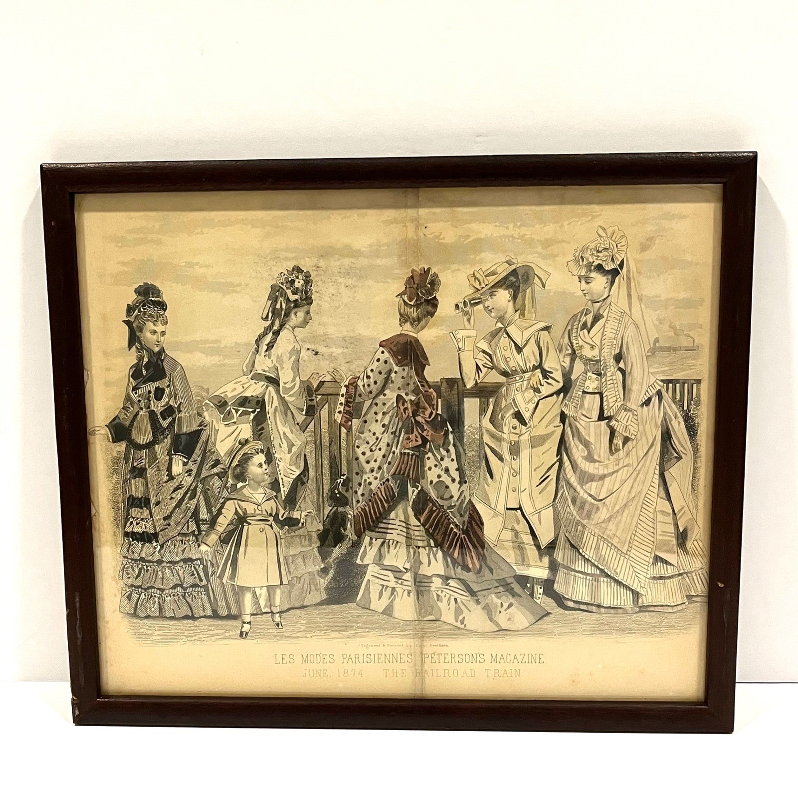 Antique 1874 Petersons Magazine Fashion Plate Les Modes Parisiennes Framed Art