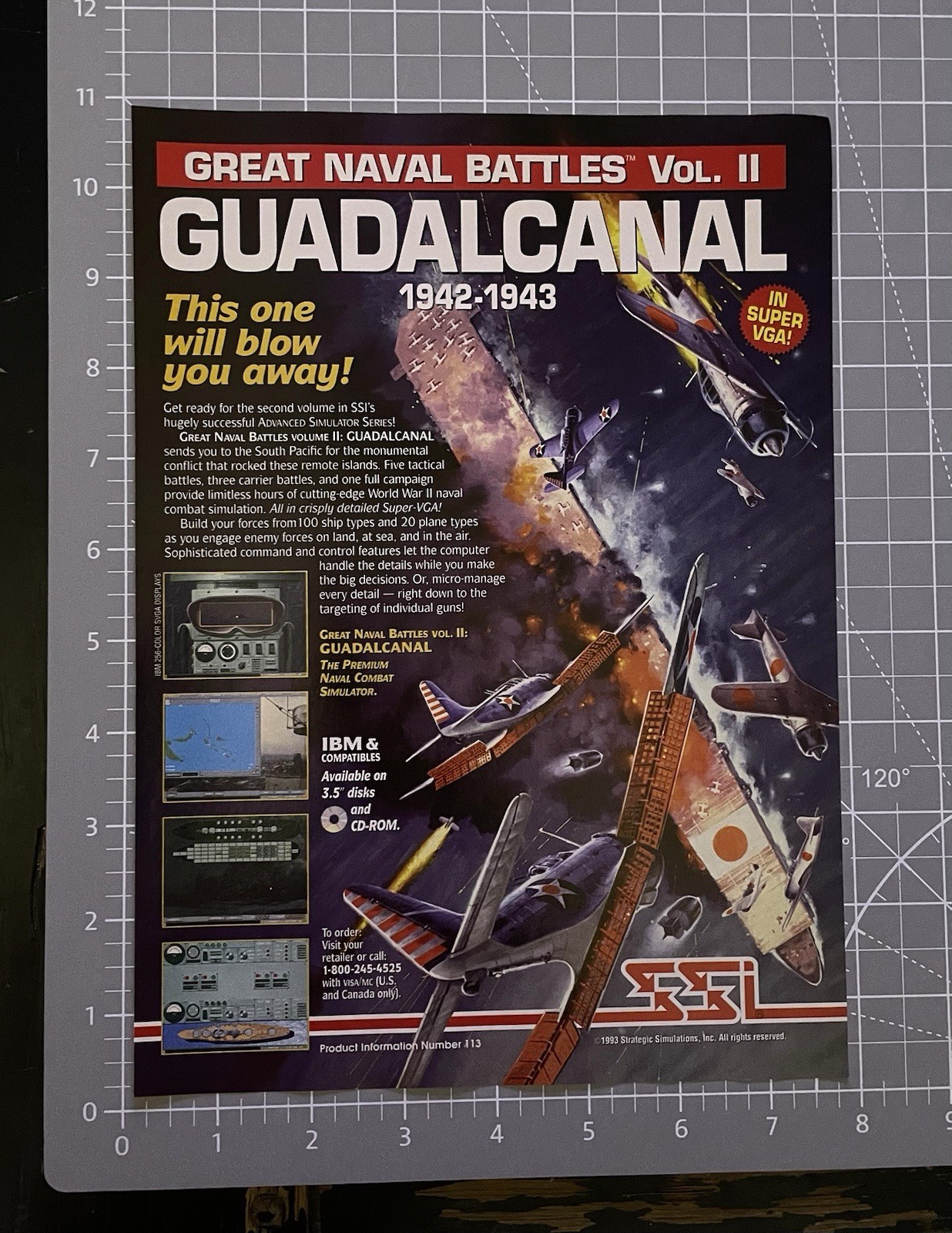 Guadalcanal Great Naval Battles 1993 Print Ad 90’s Video Game Advertisement