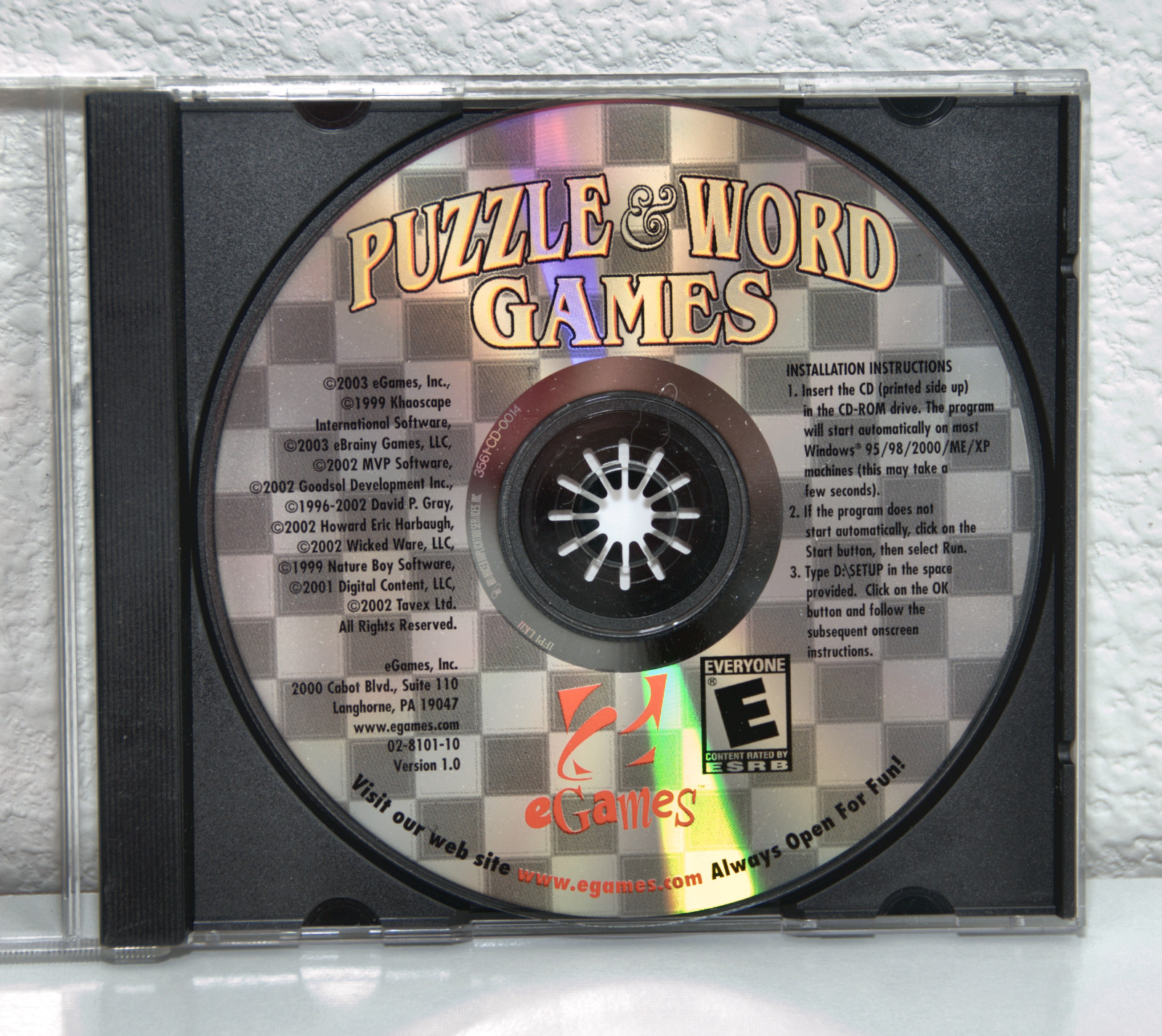 eGames Puzzle & Word Games PC CD-ROM Tested Working Disc Only Windows XP