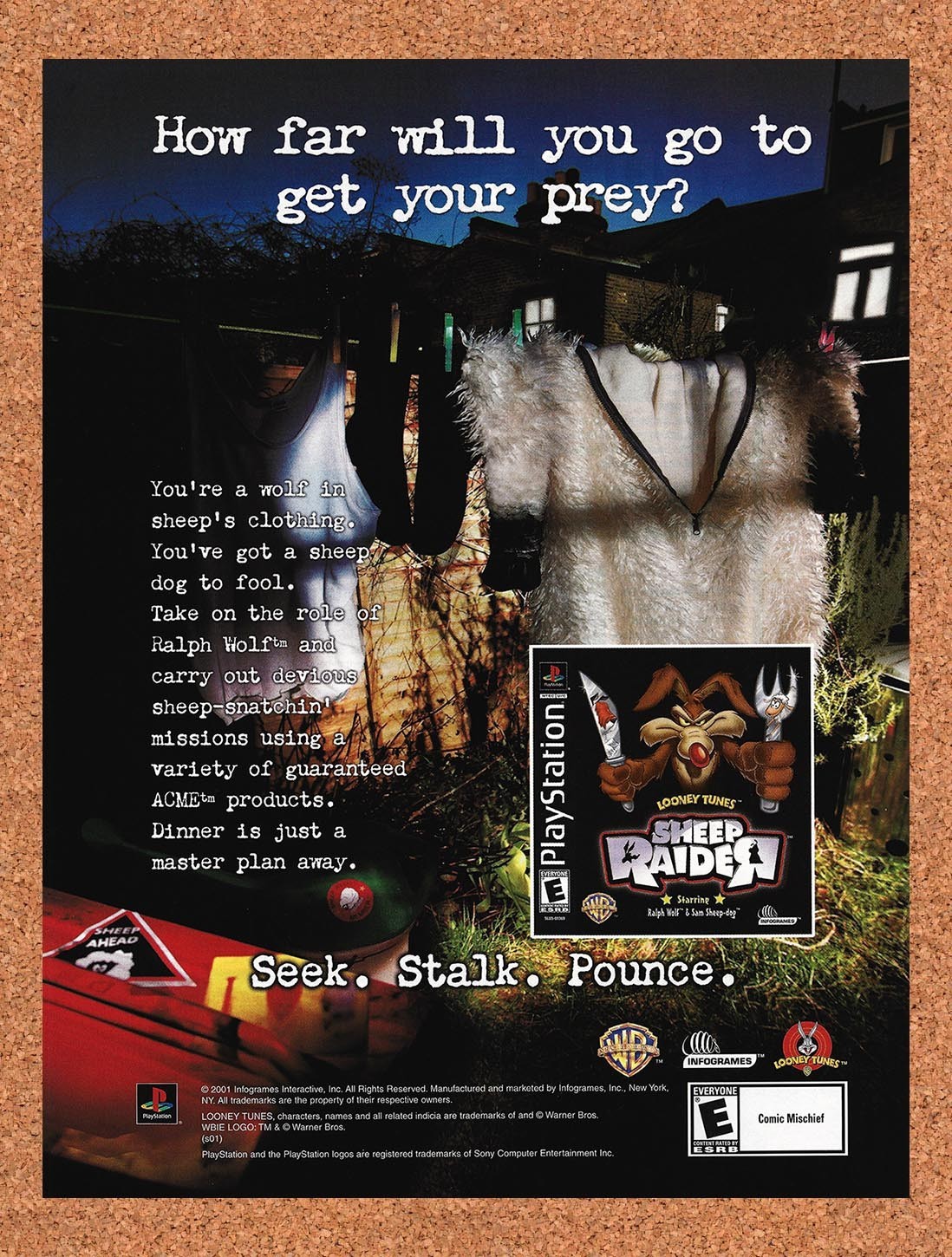 2001 Looney Tunes Sheep Raider PS1 Original Advertisement / Retro Promo v1
