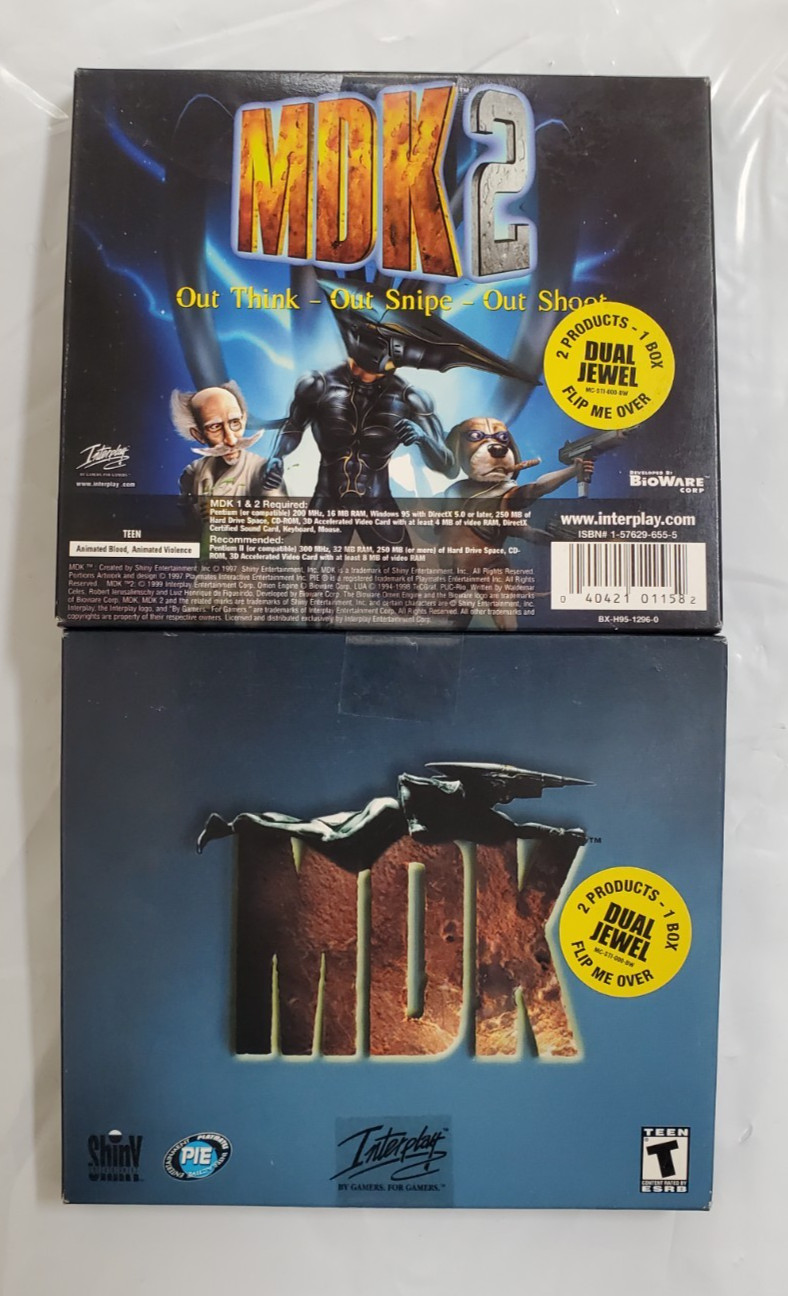 MDK & MDK2 Dual Jewel PC Game 2 Products 1 Box Slipcase, Interplay BioWare
