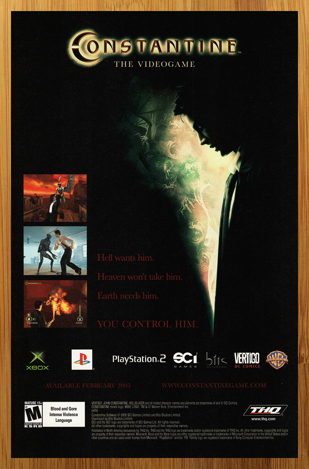 2005 Constantine PS2 Xbox Print Ad/Poster Official Keanu Reeves Video Game Art