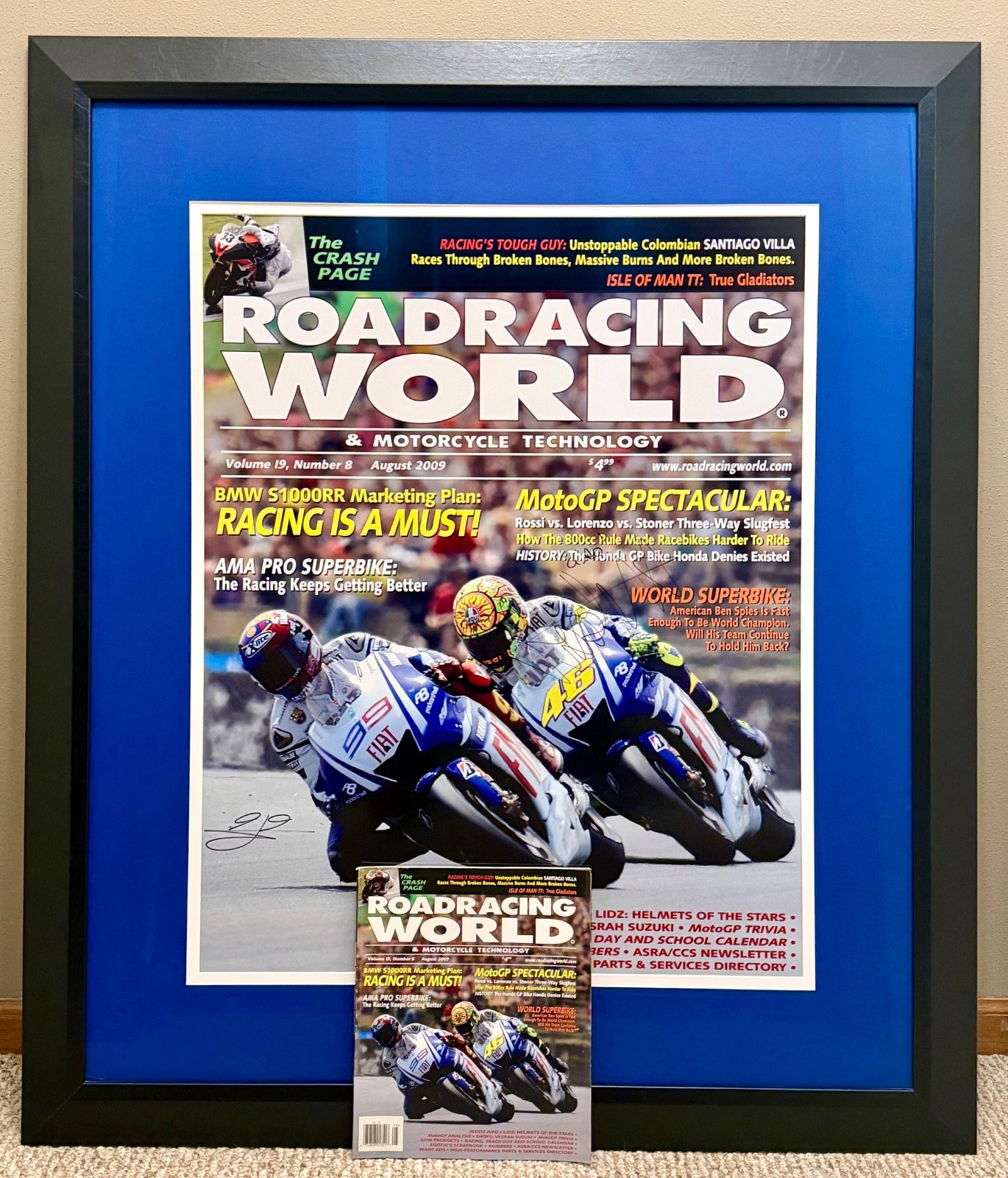 Huge Valentino Rossi & Jorge Lorenzo Autographed Roadracing World Cover – 1 of 5