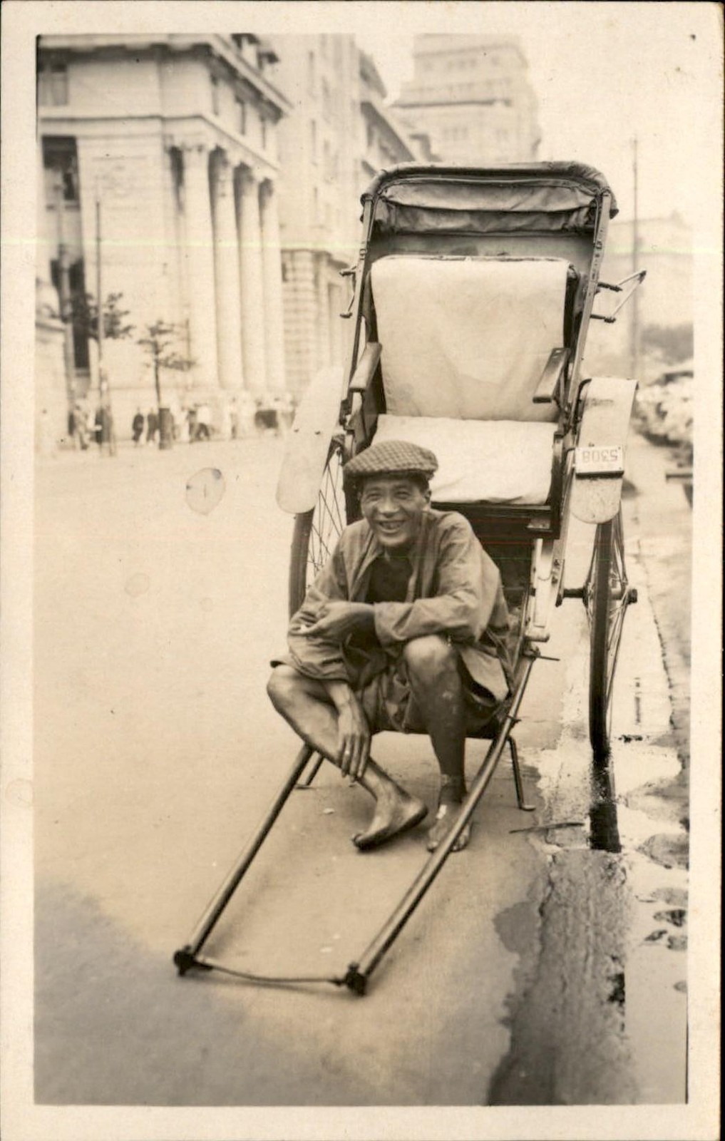 China - Shanghai? Rickshaw Driver c1900s-20s Real Photo Vintage Postcard