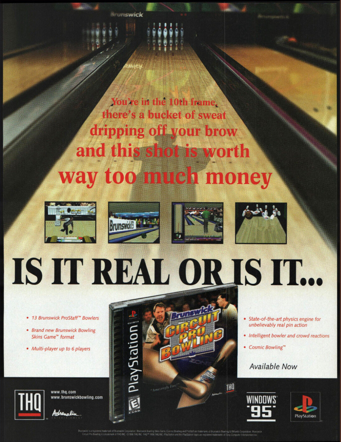 Brunswick Circuit Pro Bowling THQ - Video Game Print Ad / Poster Promo Art 1998