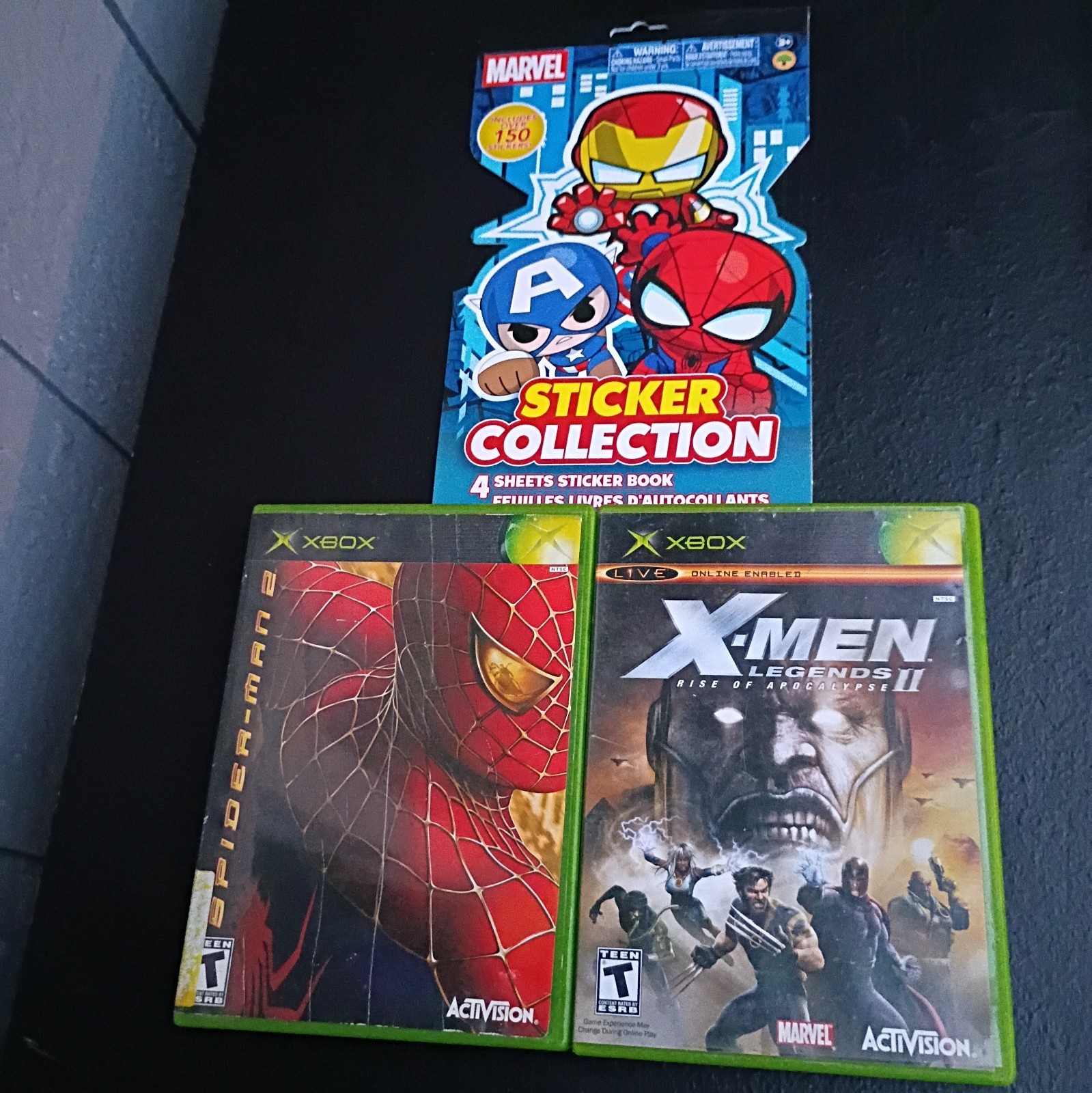 Xbox Marvel Comics 2-Pack: Spider-Man 2 & X-Men Legends 2 (Tested)-Free Stickers