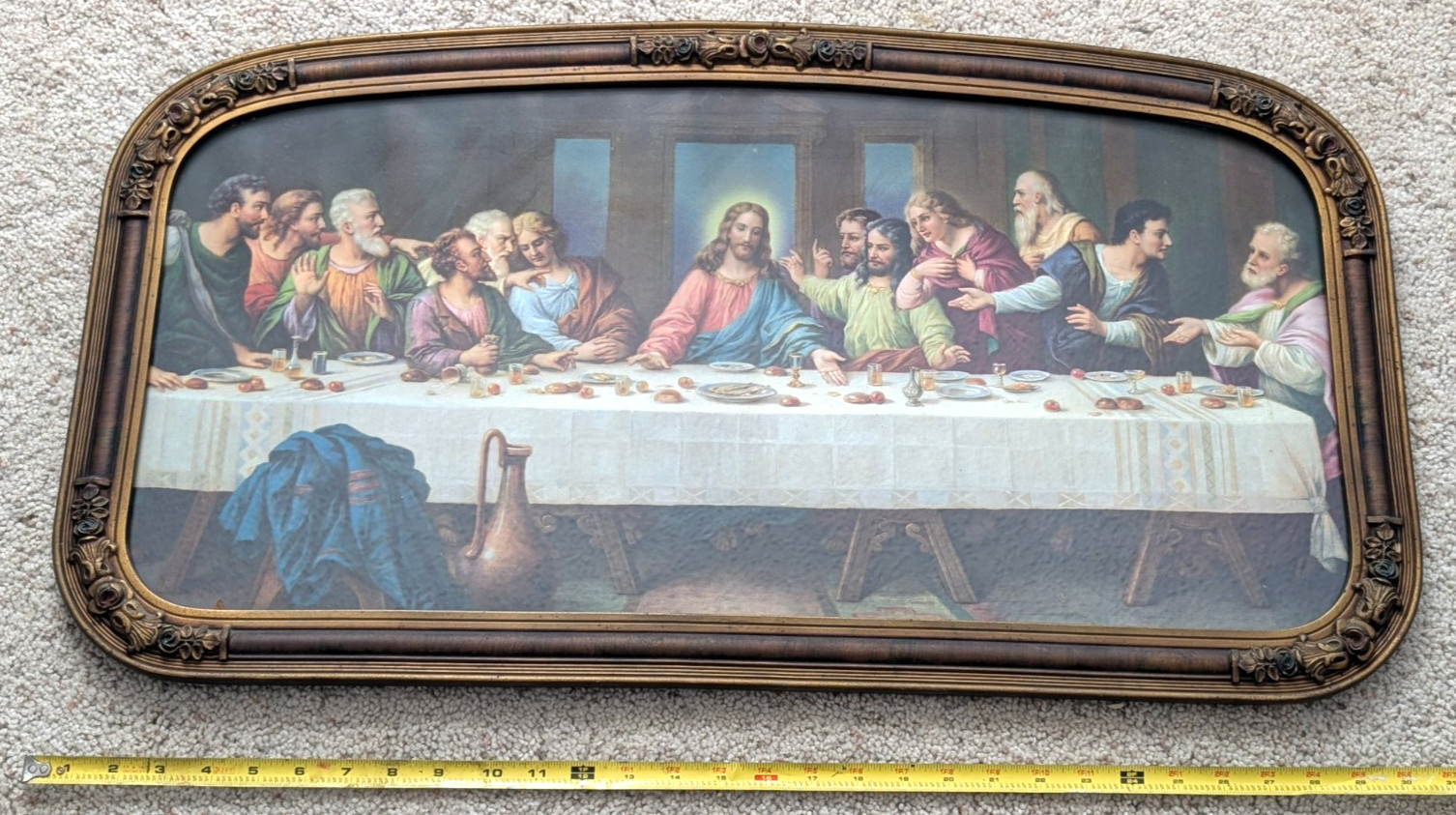 Vintage The Last Supper Print In Art Deco Wood Frame Beautiful 1930s 18
