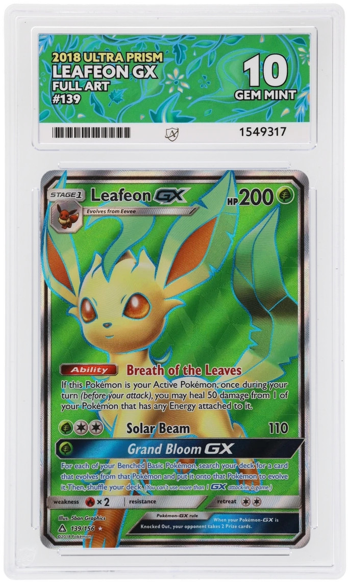 ACE 10 Leafeon Gx 139/156 Ultra Prism Gem Mint Pokemon