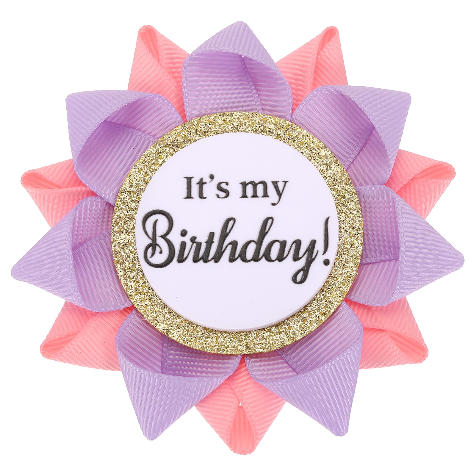 Handmade It's My Birthday Button, 3.5 Inch Button Pins, Light Purple/Light Pink