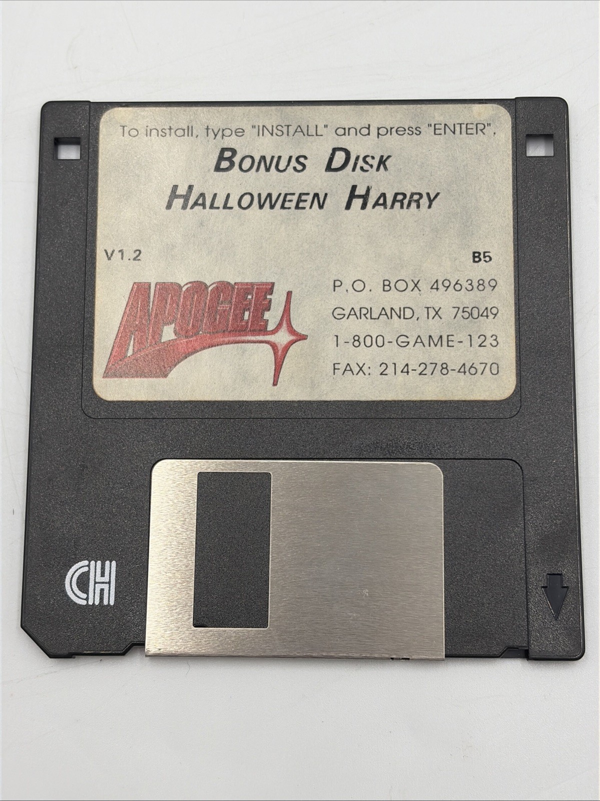 Halloween Harry Bonus Disc MS-DOS 3.5” Floppy Disc Apogee V1.2 Rare