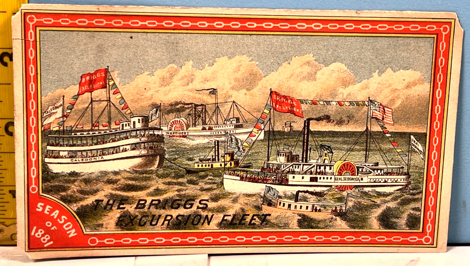 1881 The Briggs Excursion Fleet Ships Advertising Trade Card RARE
