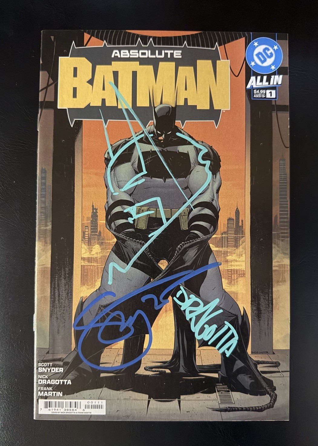Absolute Batman REMARKED #1A 1st print  2x Signed  Snyder And Dragotta w/COA
