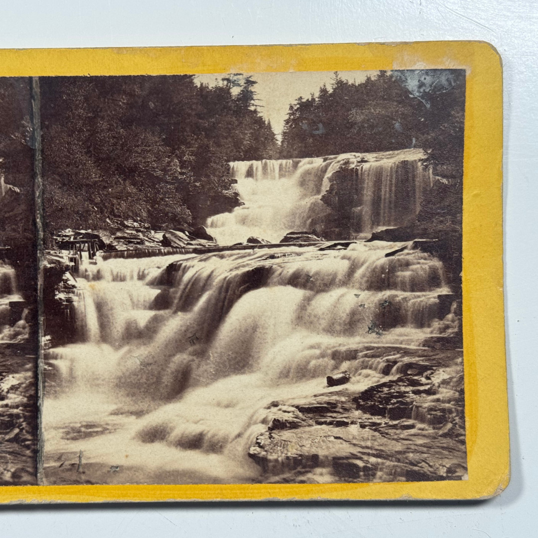 A Ramble in Wayne County Lower Falls Wallenpanpack Stereoview Card Anthony & Co