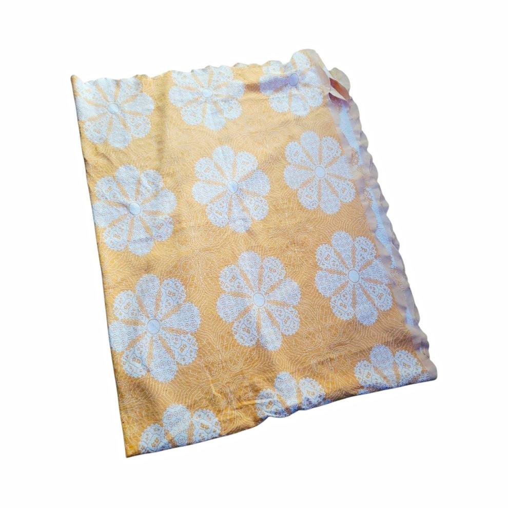 Vintage 60's-70's Orange White Groovy Floral Thin Beadspread Blanket Textile 