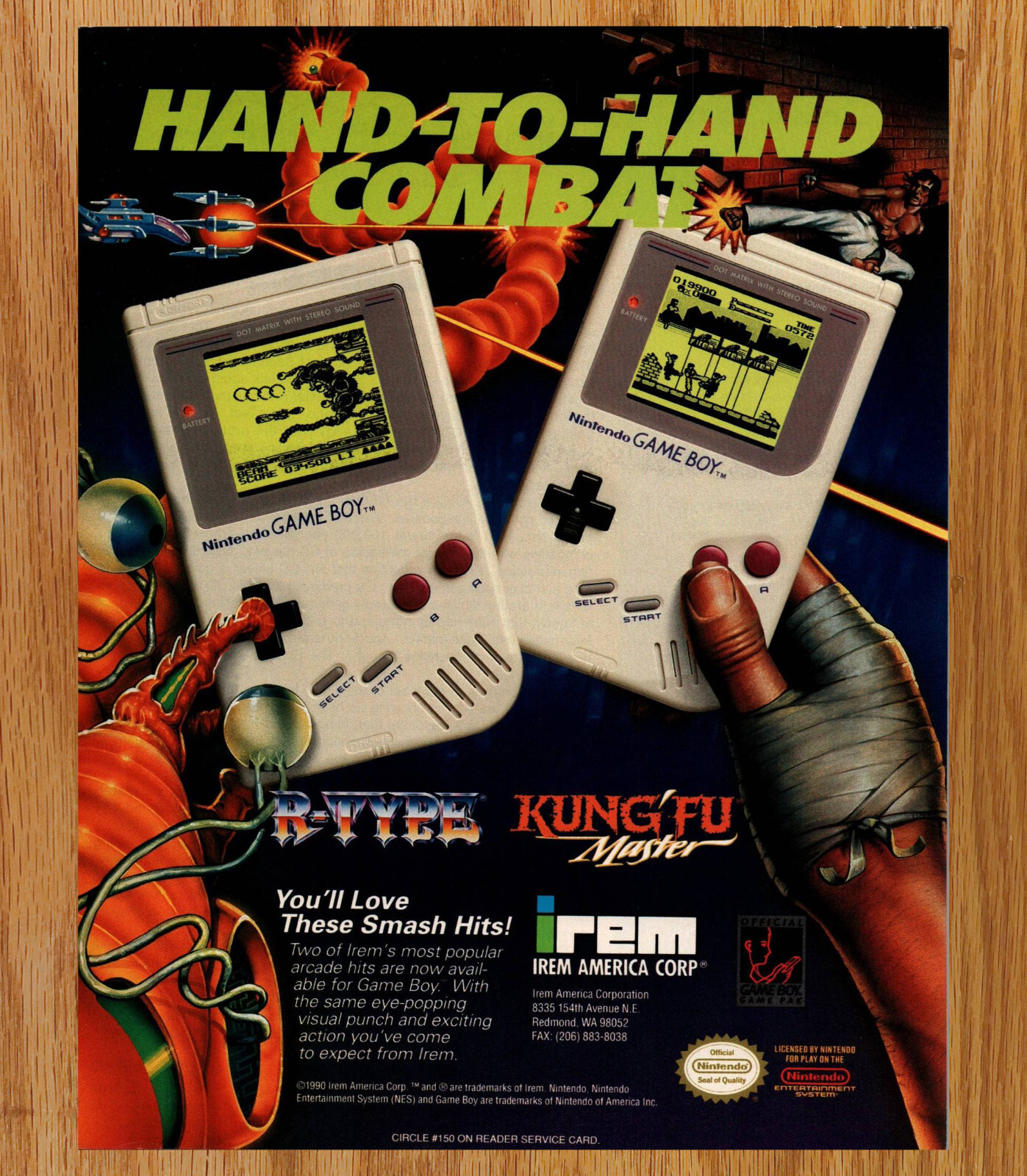 IREM R-Type Kung-fu Adventure Gameboy Nintendo -Video Game Print Ads Poster 1991