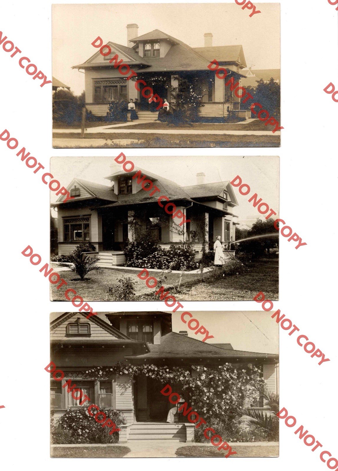 LOT OF (3) c1910 Private Residence Home House ORANGE California CA RPPC Photo